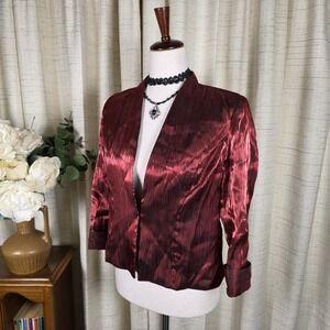 J R Nites Blazer SZ 8P Wine Burgundy Dark Academia Whimsigoth Fairy Short Jacket